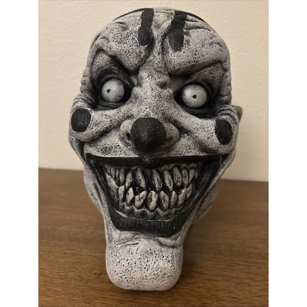 Creepy Clown 🤡 Halloween Mask Heavy Duty Rubber New Gray Black White Scary